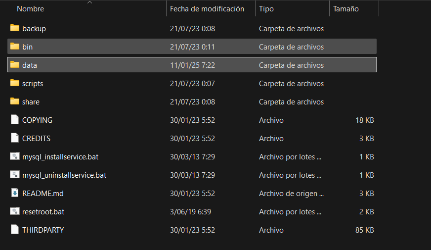 Folder MySql