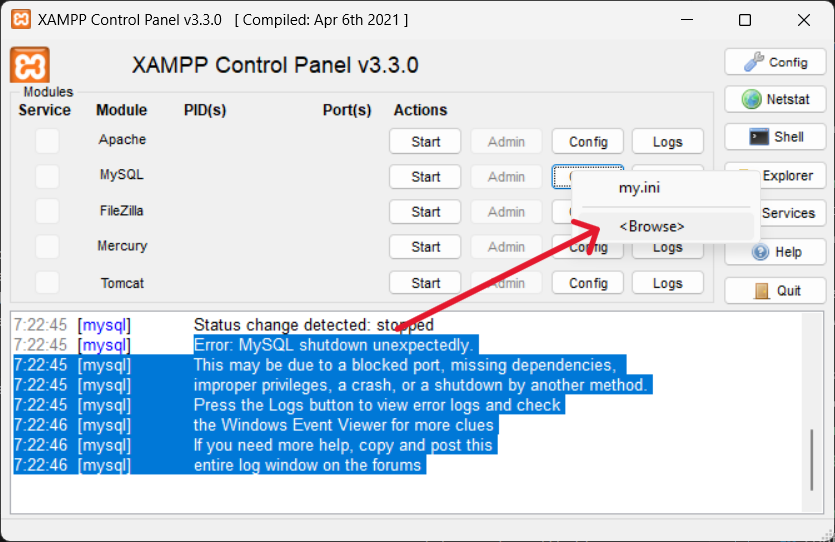 Browse MySql